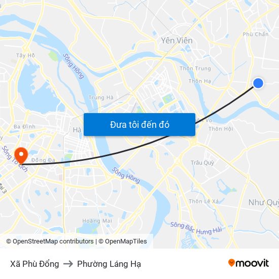 Xã Phù Đổng to Phường Láng Hạ map