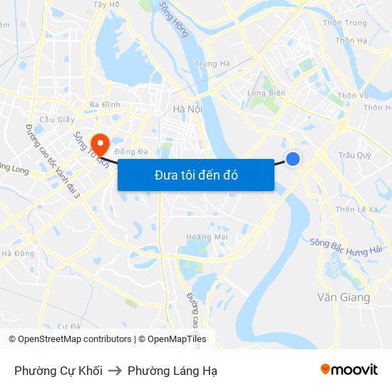 Phường Cự Khối to Phường Láng Hạ map