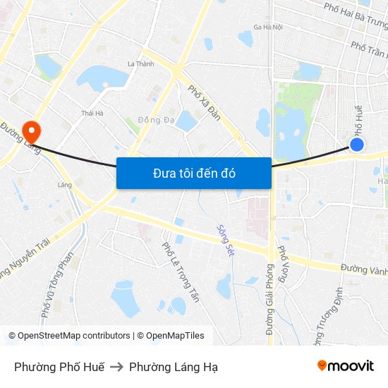Phường Phố Huế to Phường Láng Hạ map