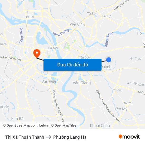 Thị Xã Thuận Thành to Phường Láng Hạ map