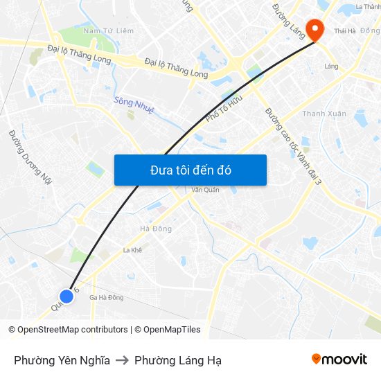 Phường Yên Nghĩa to Phường Láng Hạ map