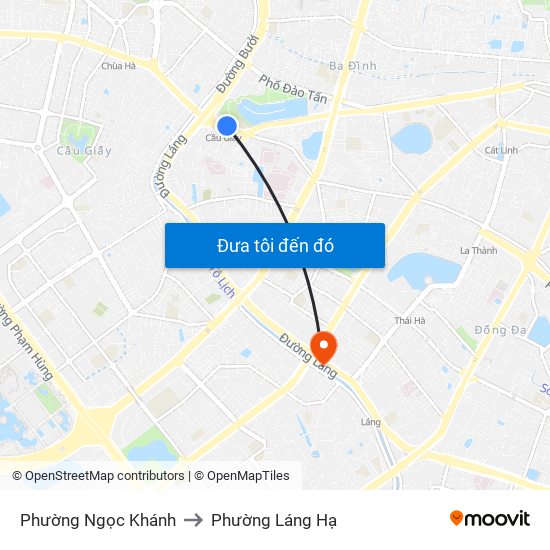 Phường Ngọc Khánh to Phường Láng Hạ map