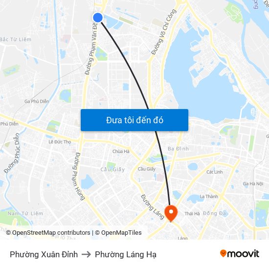 Phường Xuân Đỉnh to Phường Láng Hạ map