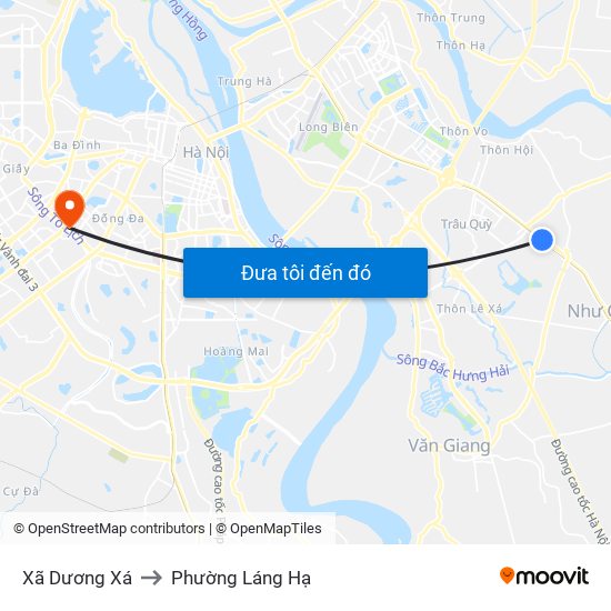 Xã Dương Xá to Phường Láng Hạ map