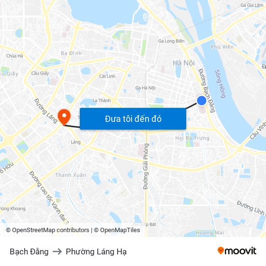 Bạch Đằng to Phường Láng Hạ map