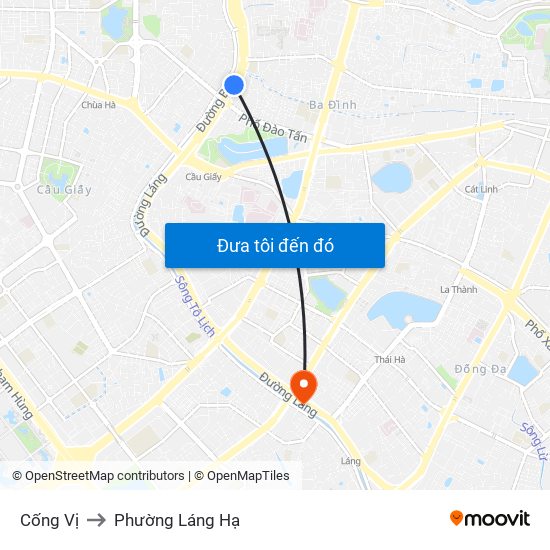 Cống Vị to Phường Láng Hạ map