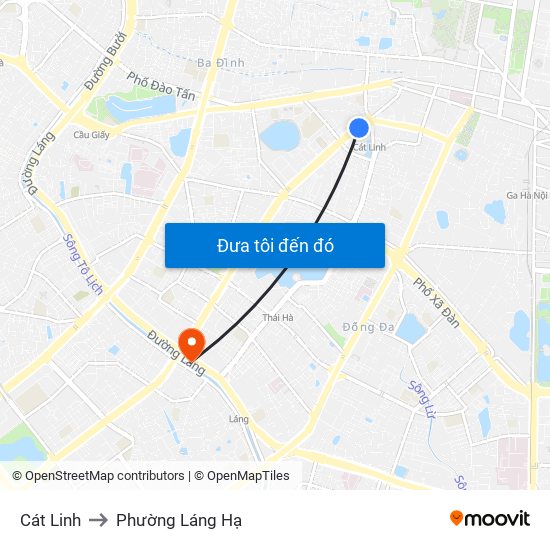 Cát Linh to Phường Láng Hạ map