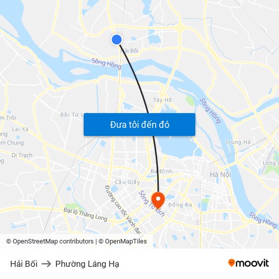 Hải Bối to Phường Láng Hạ map