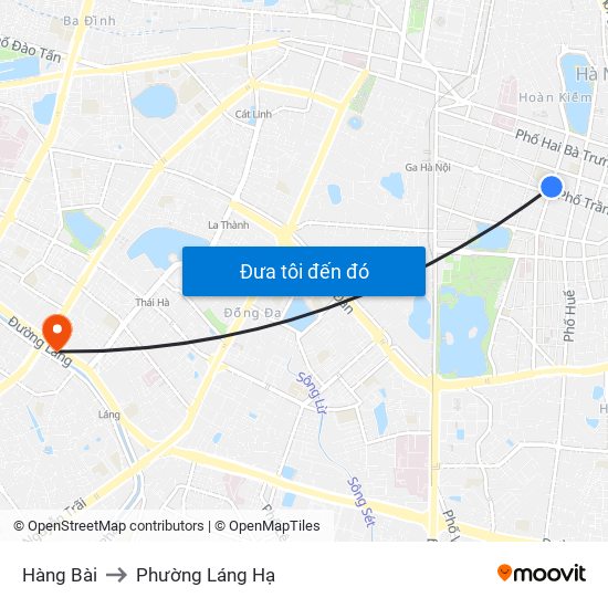 Hàng Bài to Phường Láng Hạ map