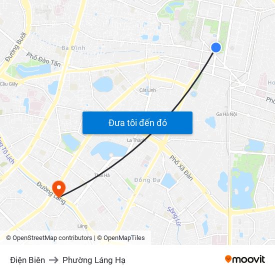 Điện Biên to Phường Láng Hạ map