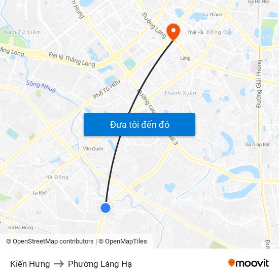 Kiến Hưng to Phường Láng Hạ map