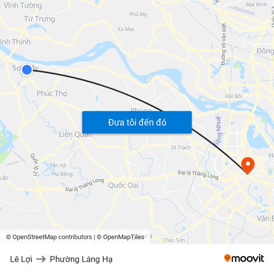 Lê Lợi to Phường Láng Hạ map