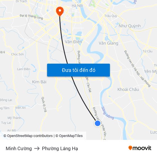 Minh Cường to Phường Láng Hạ map