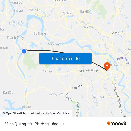 Minh Quang to Phường Láng Hạ map