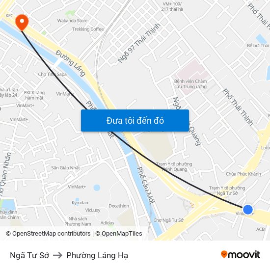 Ngã Tư Sở to Phường Láng Hạ map