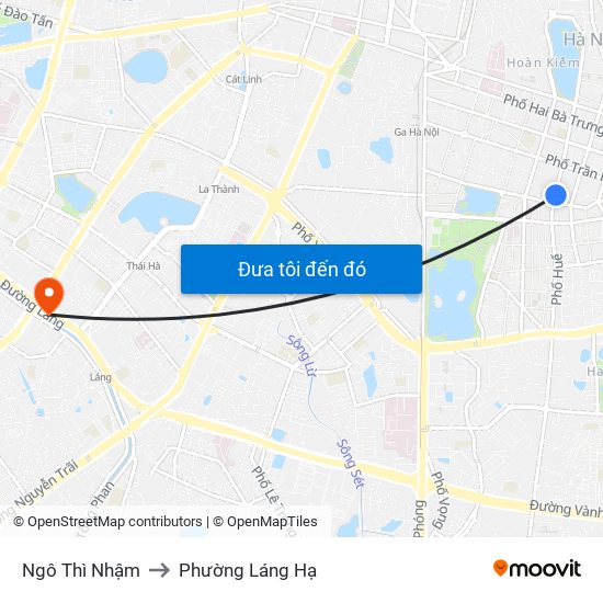 Ngô Thì Nhậm to Phường Láng Hạ map