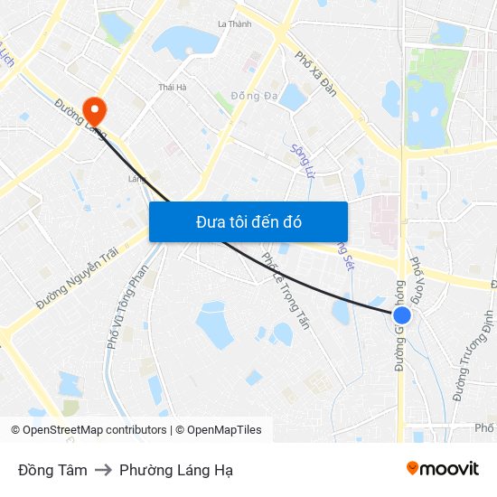 Đồng Tâm to Phường Láng Hạ map