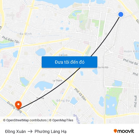 Đồng Xuân to Phường Láng Hạ map