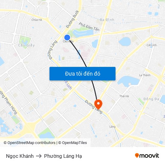 Ngọc Khánh to Phường Láng Hạ map