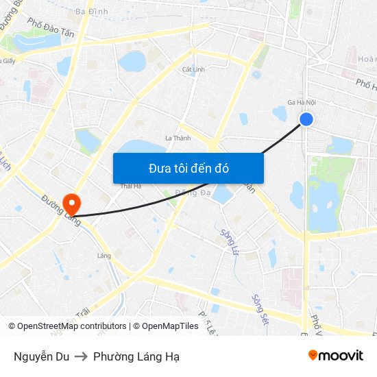 Nguyễn Du to Phường Láng Hạ map