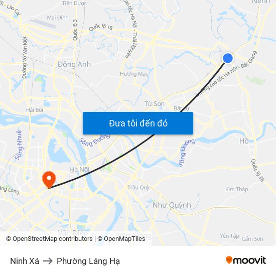 Ninh Xá to Phường Láng Hạ map