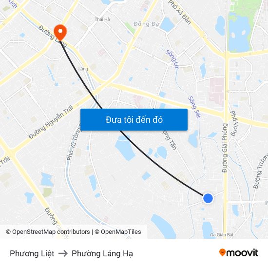 Phương Liệt to Phường Láng Hạ map