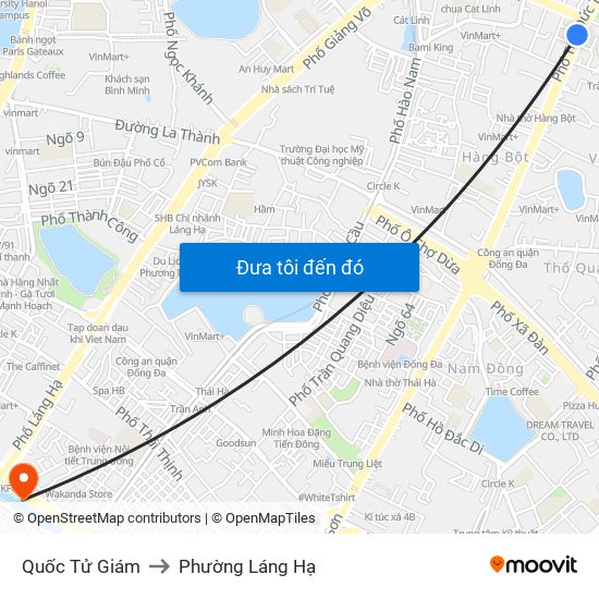 Quốc Tử Giám to Phường Láng Hạ map