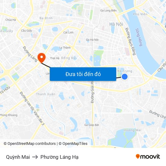 Quỳnh Mai to Phường Láng Hạ map