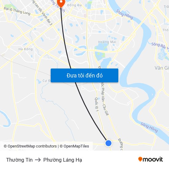 Thường Tín to Phường Láng Hạ map
