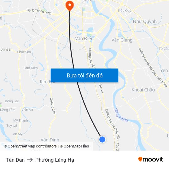 Tân Dân to Phường Láng Hạ map