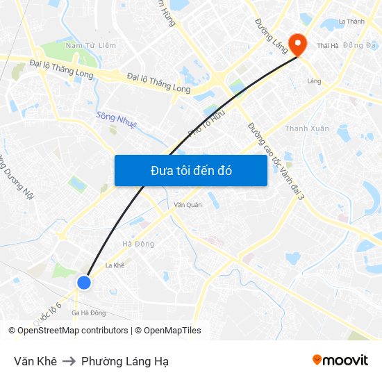 Văn Khê to Phường Láng Hạ map