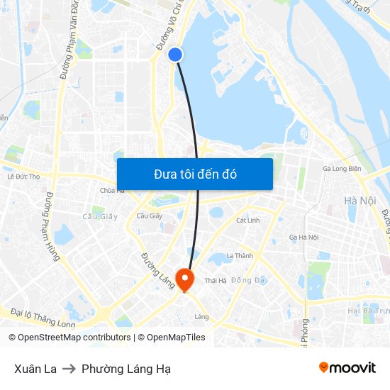 Xuân La to Phường Láng Hạ map