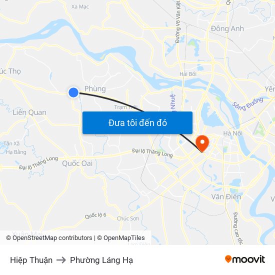 Hiệp Thuận to Phường Láng Hạ map