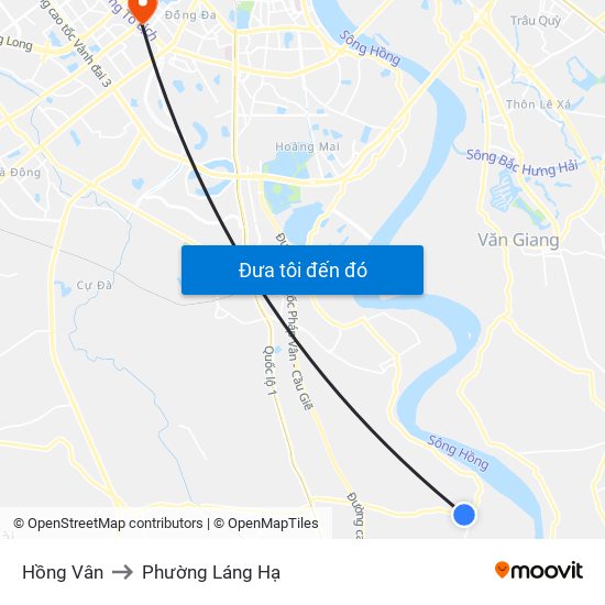 Hồng Vân to Phường Láng Hạ map