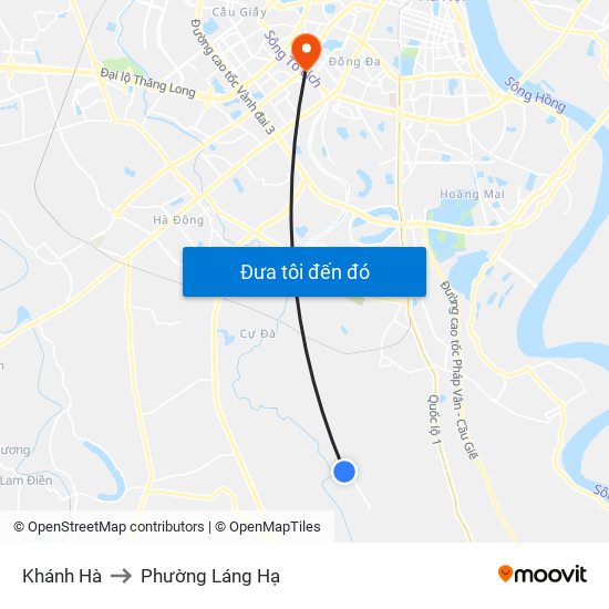 Khánh Hà to Phường Láng Hạ map