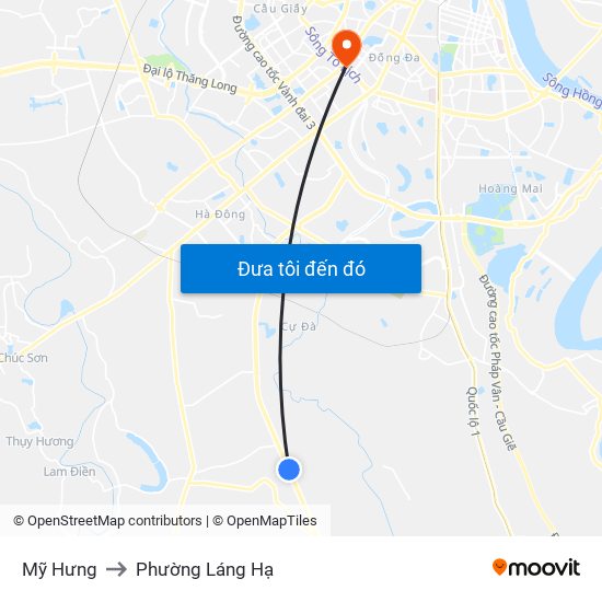 Mỹ Hưng to Phường Láng Hạ map