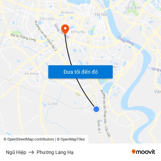 Ngũ Hiệp to Phường Láng Hạ map