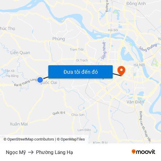 Ngọc Mỹ to Phường Láng Hạ map