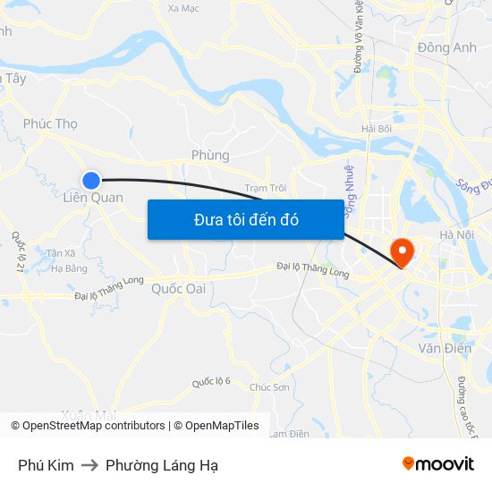 Phú Kim to Phường Láng Hạ map