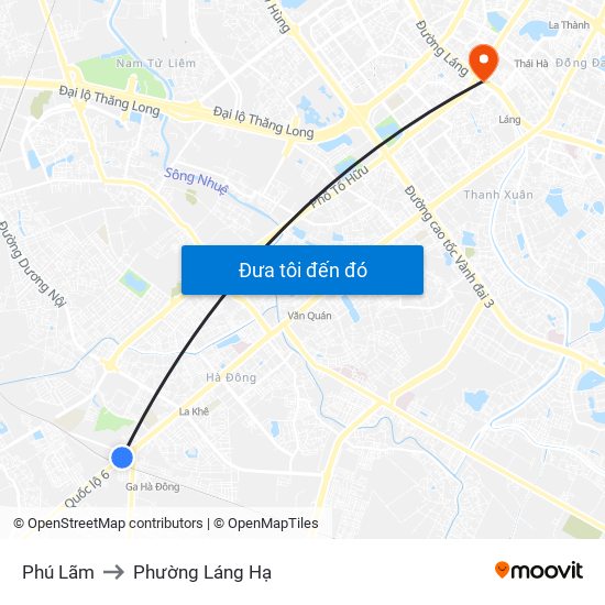 Phú Lãm to Phường Láng Hạ map