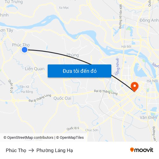 Phúc Thọ to Phường Láng Hạ map