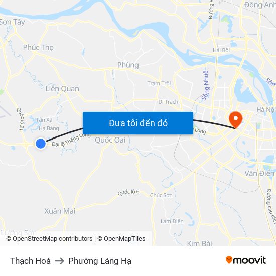 Thạch Hoà to Phường Láng Hạ map