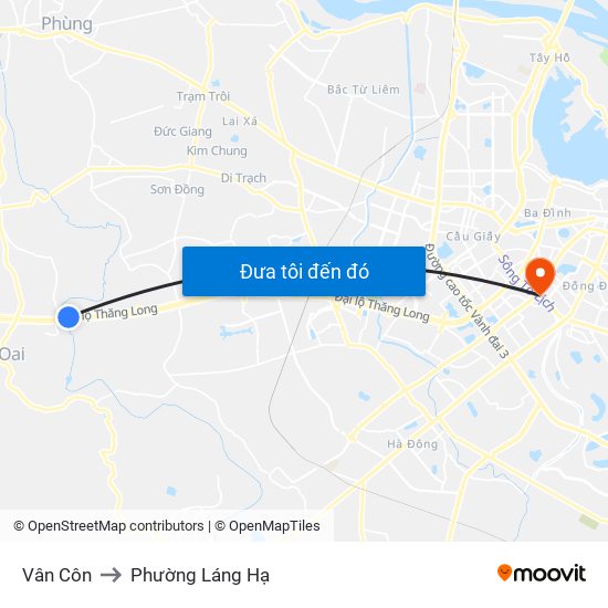 Vân Côn to Phường Láng Hạ map