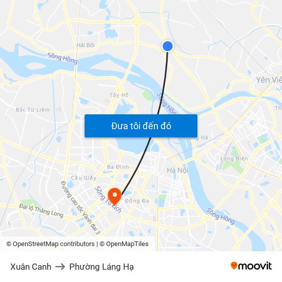 Xuân Canh to Phường Láng Hạ map