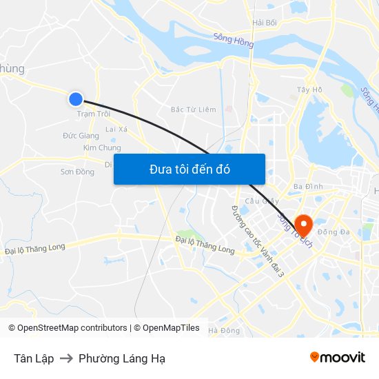 Tân Lập to Phường Láng Hạ map