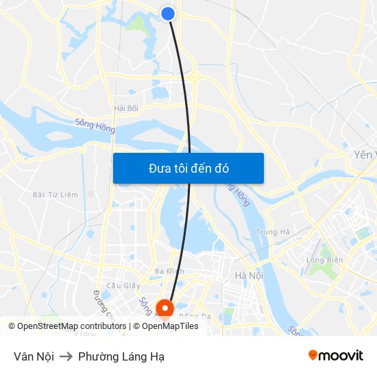 Vân Nội to Phường Láng Hạ map