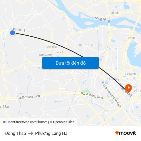 Đồng Tháp to Phường Láng Hạ map