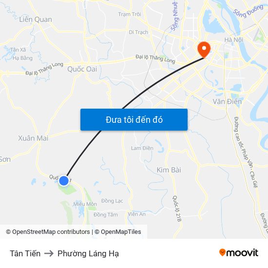 Tân Tiến to Phường Láng Hạ map