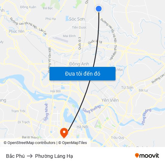 Bắc Phú to Phường Láng Hạ map