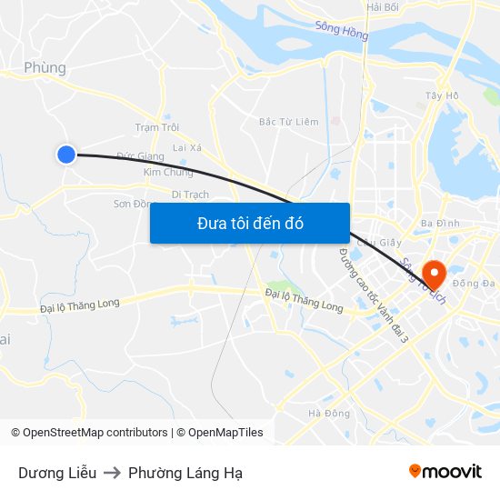 Dương Liễu to Phường Láng Hạ map